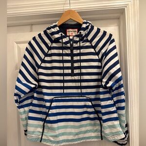 Hunter For Target Blue/White Striped 1/2 Zip Windbreaker Women’s Size Medium